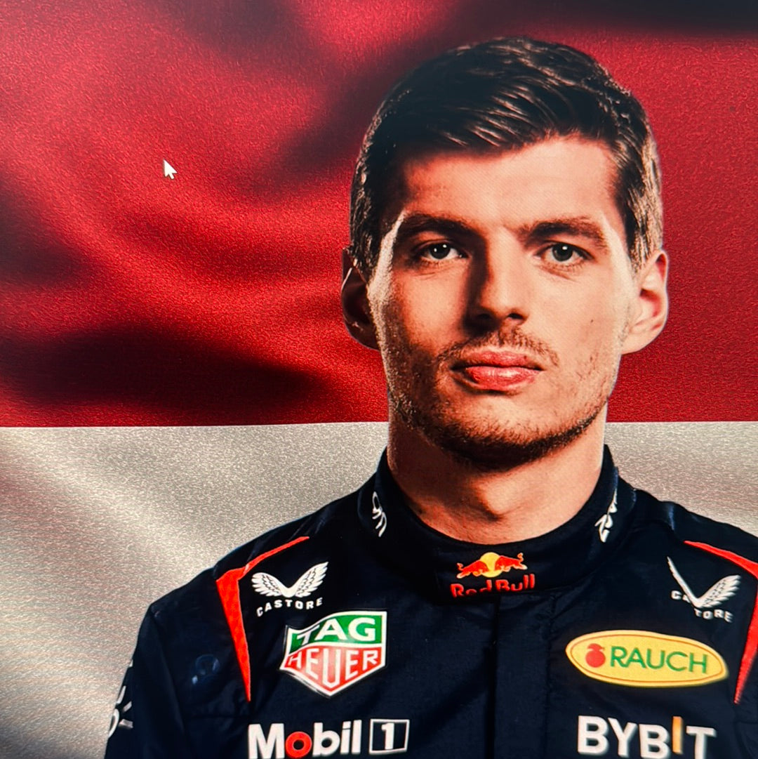 Max Verstappen Portrait with flag /3