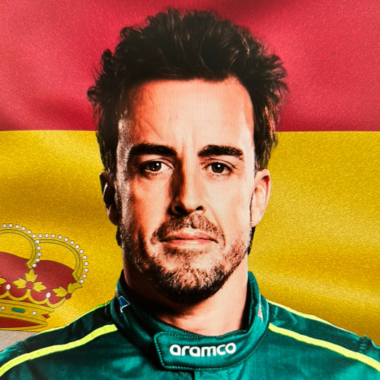 Fernando Alonso Portrait with flag /3